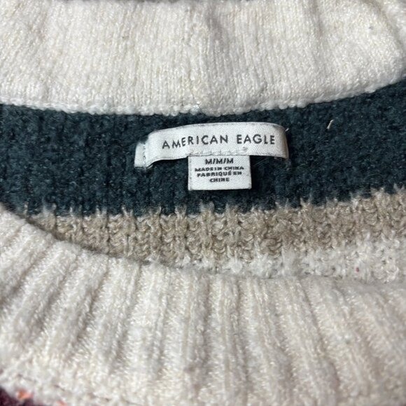 American Eagle Colorful Striped Knit Sweater, Long Sleeve Crewneck Size M #217 - Picture 6 of 7
